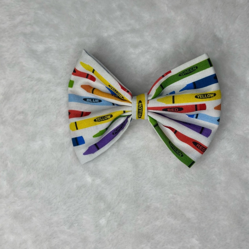 Vibrant Crayon Print Kids fabric Hair Bow